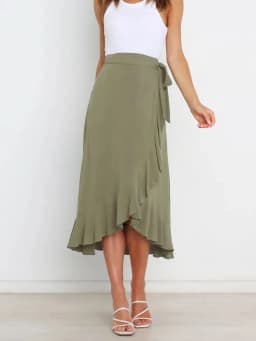 Summer Long Skirts For Women 2026 Fashion Lace Up Irregular Solid Color High Waist Bodycon Black Skirt Female Pink Chiffon Skirt