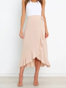 Summer Long Skirts For Women 2026 Fashion Lace Up Irregular Solid Color High Waist Bodycon Black Skirt Female Pink Chiffon Skirt