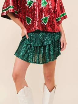 Women Summer Mini Skirt Casual Sparkling Sequins Elastic A-Line Skirt for Beach Vacation Club Streetwear