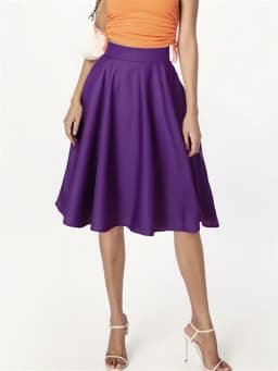 Purple Office OL Casual Women Summer Midi Long Skirt Solid Elegant Faldas Pinup High Waist A Line 50s Swing Skirts Streetwear