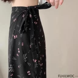 Wrap Up Chic Korea Clothes Women Cute Girls Floral Robe Holiday Beach Date High Waist Retro Vintage One-Piece Lace-Up Skirts