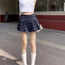 Vintage Blue Plaid Pleated Skirt Women Japanese Style School Students A-Line Jk Skirts Girl Preppy Style Inner Shorts Mini Skirt