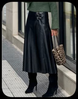 PU Leather Skirt New Style Fashion Large Slit Leather Skirt Mid-length Irregular Long Skirt Autumn Black Casual Holiday Skirts