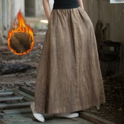 Johnature Women Ramie Tie-dye Skirts Elastic Waist Pockets Vintage Autumn Clothes 2025 New Women A-Line Skirts