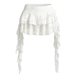 Lace Irregular Hem Tassels Women Mini Skirt Summer Retro Gothic Kpop High Waist Flowy Crotch Skirts For Hip Hop Party Clubwear