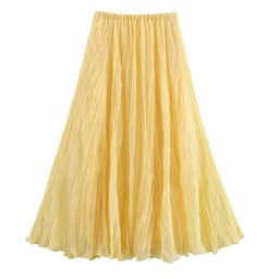 HXAO Pleated Long Skirt Woman Spring Summer Elegant Women's Skirts Fairy Tulle Midi Skirt High Waist Ruffled Yellow Skirt 088