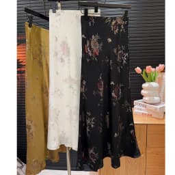2026 New Arrival Women Elegant Vintage Skirt High Waist Flower Sexy Satin Maxi Skirts Faldas Femme Streetwear