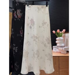 2026 New Arrival Women Elegant Vintage Skirt High Waist Flower Sexy Satin Maxi Skirts Faldas Femme Streetwear
