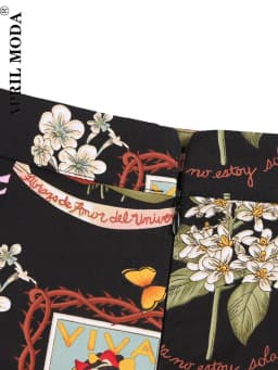 Cotton Y2K Summer Mini Skirts Women Harajuku Pencil Beach Streetwear Vintage Black Floral Print Short A Line Skirt Falda Corta