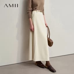 Amii Skirts For Woman 2025 Winter New Commuter Loose Long Knitting A-Line Skirt Wool Solid Versatile Clothing Ladies 12544124
