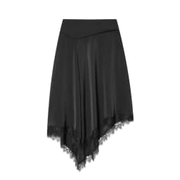 KONDALA Trend Sexy Chic Women Asymmetrical Skirt Solid Lace Zipper Skirt New Fashion 2026 Spring Holiday Party Night Out Skirt