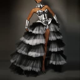 The Chapel Window Tulle Black and White Overskirt Detachable Train Elastic Waist Tiered Puffy Mesh Removable Skirt Women Overlay