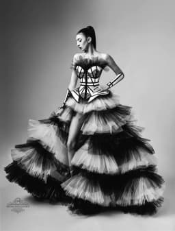 The Chapel Window Tulle Black and White Overskirt Detachable Train Elastic Waist Tiered Puffy Mesh Removable Skirt Women Overlay