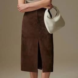 High Grade Kid Suede Leather Skirt For Women Winter New Old Money Upgraded Imported Suede Jupe Front Split Waist Loop Faldas