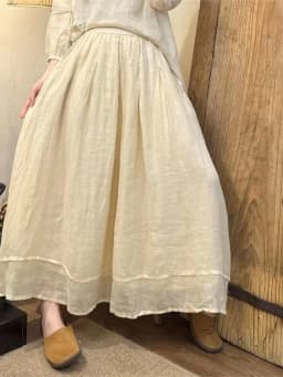 Cotton Linen A-Line Midi Skirt Women's Summer New Style Retro Casual Versatile Flax A-Line Skirt Mid-Length Sweet Style