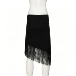 European American Low Rise Elegant One Piece Tassel Skirt Knitted Irregular Strap Wrapped Mid Length Skirt