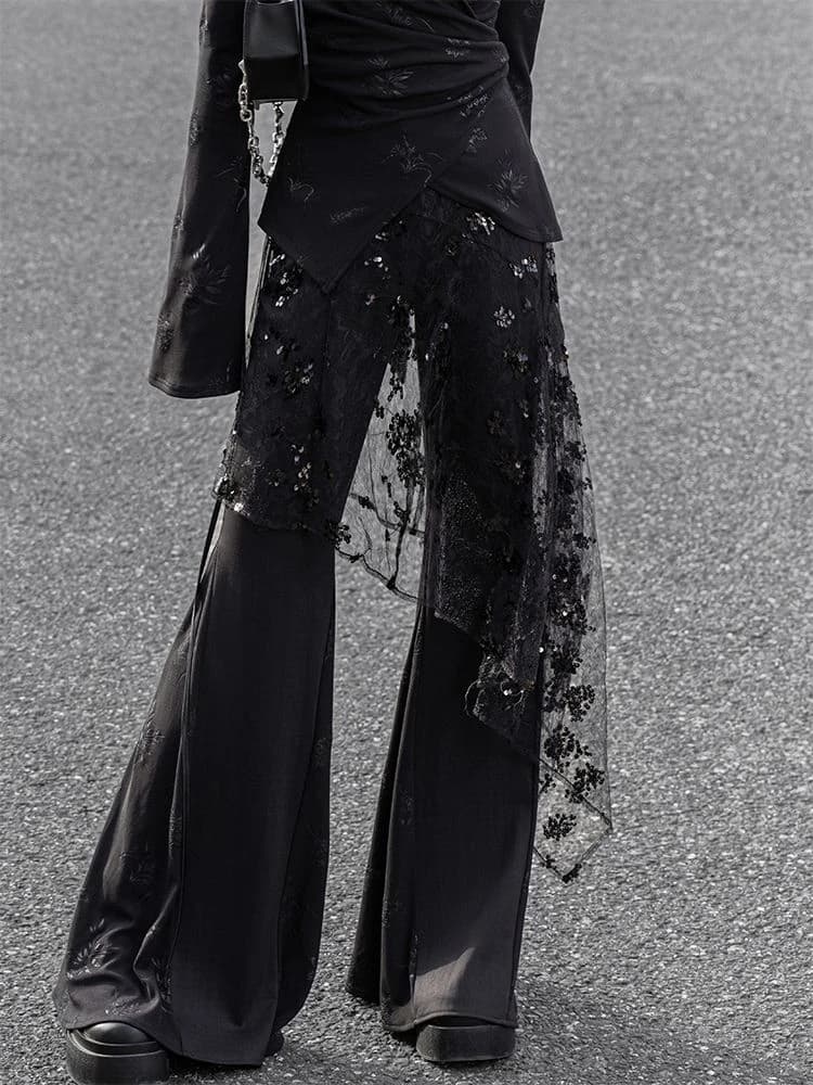 Harajuku Women Fairy Gauze Glitter Skirts See Through Irregular Bandage Skirt Vintage Grunge Trendy Mujer Faldas Y2k Aesthetic