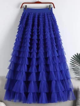 LANMREM Fashion Mesh Skirt Women High Waist A-line Gauze Spliced Solid Color Loose Skirts Versatile 2025 Spring New 2AA4000