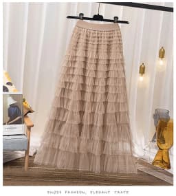 LANMREM Fashion Mesh Skirt Women High Waist A-line Gauze Spliced Solid Color Loose Skirts Versatile 2025 Spring New 2AA4000