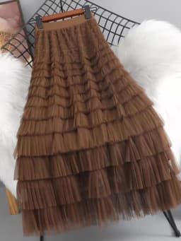 LANMREM Fashion Mesh Skirt Women High Waist A-line Gauze Spliced Solid Color Loose Skirts Versatile 2025 Spring New 2AA4000