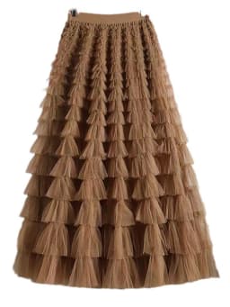 LANMREM Fashion Mesh Skirt Women High Waist A-line Gauze Spliced Solid Color Loose Skirts Versatile 2025 Spring New 2AA4000