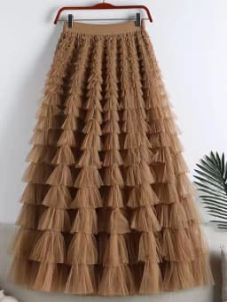 LANMREM Fashion Mesh Skirt Women High Waist A-line Gauze Spliced Solid Color Loose Skirts Versatile 2025 Spring New 2AA4000