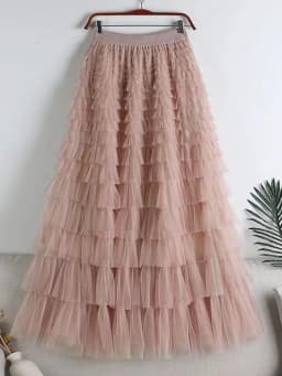 LANMREM Fashion Mesh Skirt Women High Waist A-line Gauze Spliced Solid Color Loose Skirts Versatile 2025 Spring New 2AA4000
