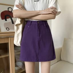 Slimming A-Line  Denim Skirt for Women High Waist Korean Style Commute Pure Color Zipper Design Half Body Skirt