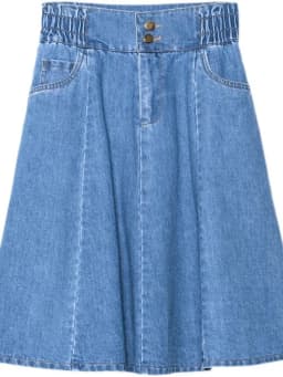 Summer New plus Size Women's Denim Skirt Belly Cover Thin A-Line Umbrella Skirt Short Skirt High Waist Pure Color