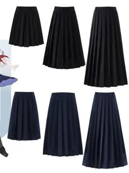 Japanese Preppy Style Women Elastic Waist Long Midi Skirt Ladies Fashion Party Skirt Female Pleated Girls School Uniform Skirt