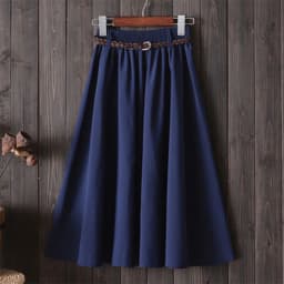 Midi Knee Length Summer Skirt Women With Belt Fashion Korean Ladies High Waist Pleated A-line School Skirt Female