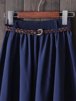 Midi Knee Length Summer Skirt Women With Belt Fashion Korean Ladies High Waist Pleated A-line School Skirt Female
