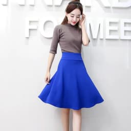 55cm Long Skirt Women's High Waist Knee Sun Half Skirt Fashion Versatile Black Casual Clothing Fluffy Pleated Skirts No Shorts