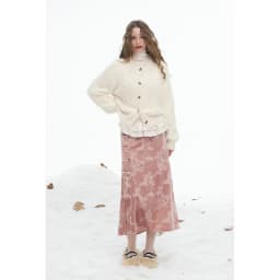 ELFSACK New Oriental Style Velvet Midi Skirt Autumn Winter A Line Jacquard Frog Buttons Elegant Soft Female Skirt