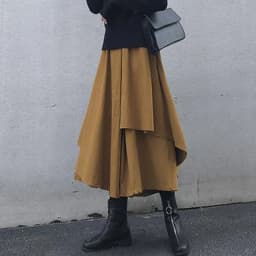 Black Skirts Woman Japanese Gothic Irregular High Waist Pleated Skirt Pants for Women Vintage Solid Cargo Skirts Female