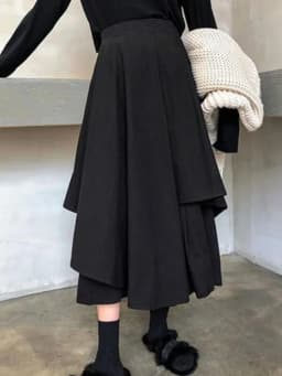 Black Skirts Woman Japanese Gothic Irregular High Waist Pleated Skirt Pants for Women Vintage Solid Cargo Skirts Female