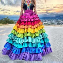 Rainbow Tiered Long Skirts Women A Line Saias Lady Puffy Skirt Floor Length Women Formal Wear Girls Wedding Guest Party Gowns