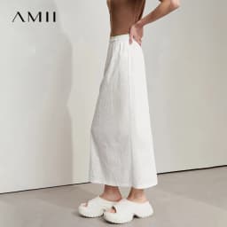 AMII Office Lady Summer Skirt for Women New 2025 Solid Sunscreen Straight Thin Mid Length Skirts Female Fashion Casual 12542033