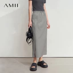 AMII Office Lady Summer Skirt for Women New 2025 Solid Sunscreen Straight Thin Mid Length Skirts Female Fashion Casual 12542033
