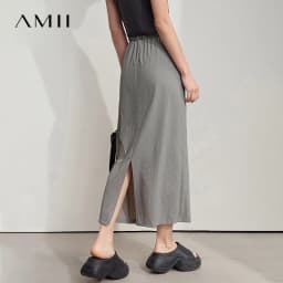 AMII Office Lady Summer Skirt for Women New 2025 Solid Sunscreen Straight Thin Mid Length Skirts Female Fashion Casual 12542033