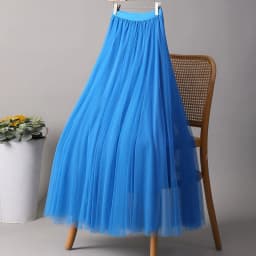 Elegant Tulle Skirts For Women High Waist Mesh Pleated Skirt Korean Fashion Elastic Waist All Match A Line Skirts Faldas
