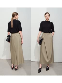 AMII Minimalist Half-body Skirt Women 2026 Autumn New Elegant Commuter Anti-wrinkle Asymmetric A-line Slim Long Skirt 12541053