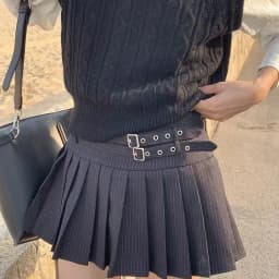Preppy Striped Mini Skirt Women Korean Vintage Belt Sweet Student Pleats Skirts High Waist Kawaii Harajuku Simple Casual Skirt