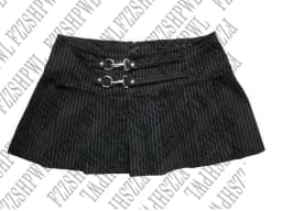 Y2K Aesthetic Punk Striped Mini Skirt Women High Waist Buckle Decor Pleated Short Skirt Streetwear Gothic Black Pinstripe Skirt