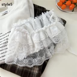 Y2K Mini Skirts Women Harajuku Aesthetic White Tulle Bandage Skirt Japanese Vintage Lolita Lace Trim Miniskirt Matching Pants