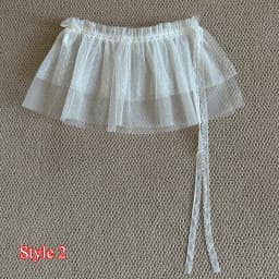 Y2K Mini Skirts Women Harajuku Aesthetic White Tulle Bandage Skirt Japanese Vintage Lolita Lace Trim Miniskirt Matching Pants