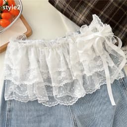 Y2K Mini Skirts Women Harajuku Aesthetic White Tulle Bandage Skirt Japanese Vintage Lolita Lace Trim Miniskirt Matching Pants
