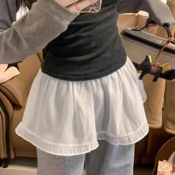 Y2K Mini Skirts Women Harajuku Aesthetic White Tulle Bandage Skirt Japanese Vintage Lolita Lace Trim Miniskirt Matching Pants