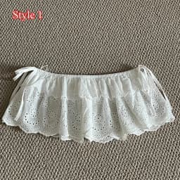 Y2K Mini Skirts Women Harajuku Aesthetic White Tulle Bandage Skirt Japanese Vintage Lolita Lace Trim Miniskirt Matching Pants