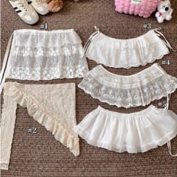 Y2K Mini Skirts Women Harajuku Aesthetic White Tulle Bandage Skirt Japanese Vintage Lolita Lace Trim Miniskirt Matching Pants